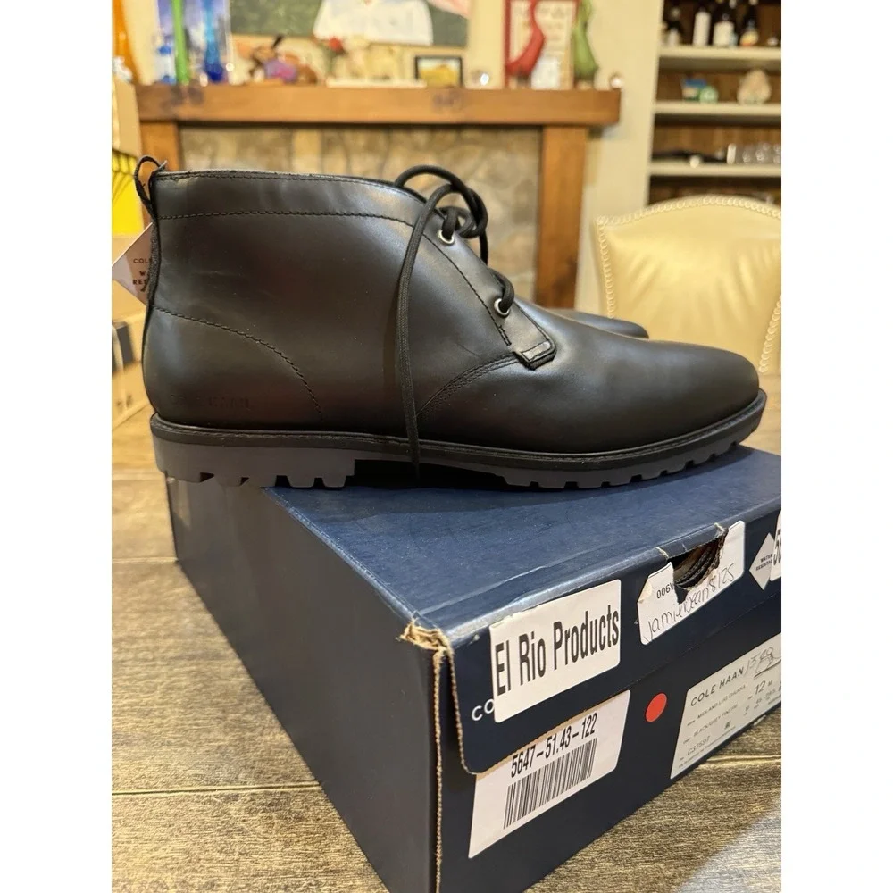 Cole Haan Men's Midland Lug Chukka Boot Black Gray Size 12 Leather